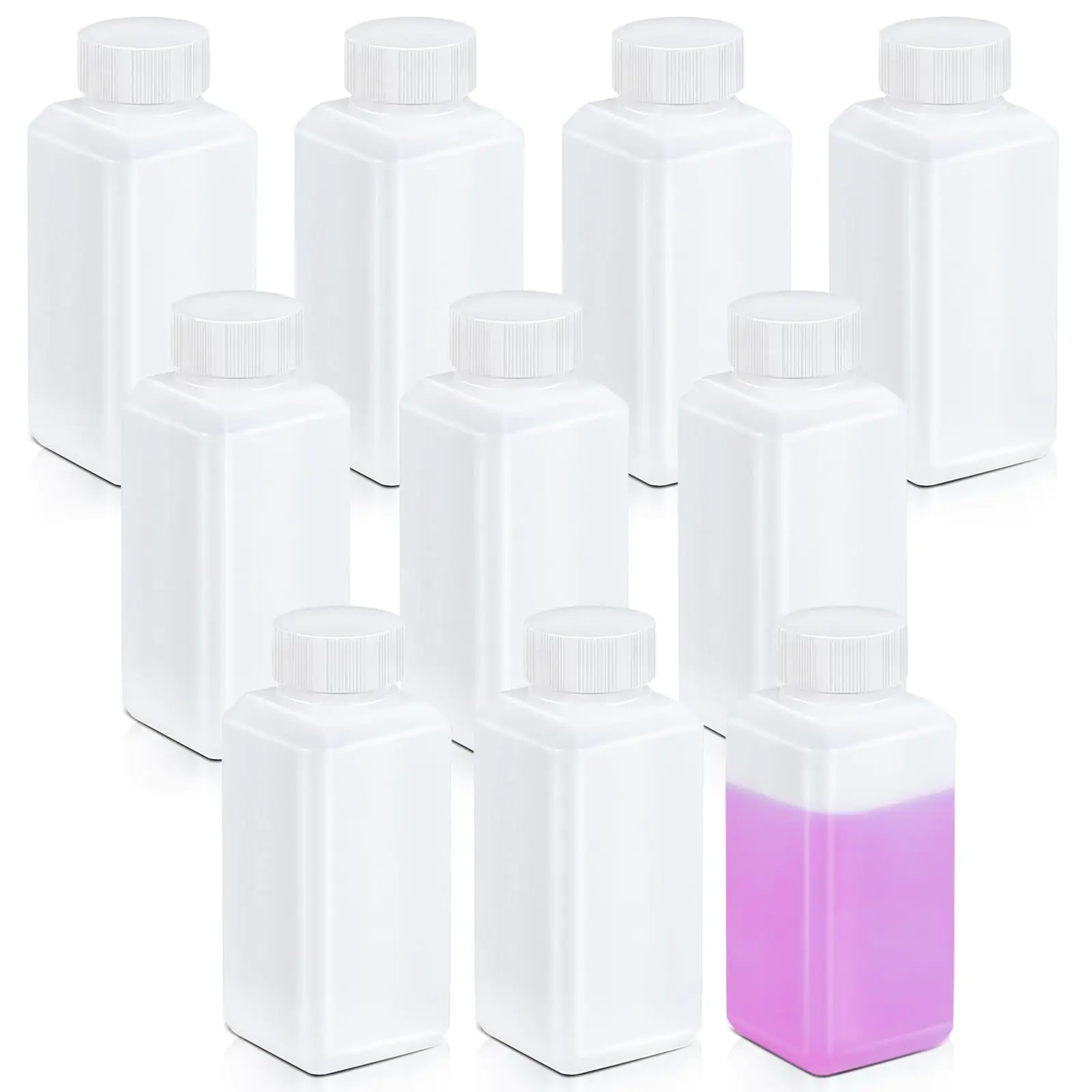 10Pcs 100ML Leak Proof Plastic Bottles with Caps for Liquids Sample, Reusable Small Bottles Containers for Travel/Camping/Hiking