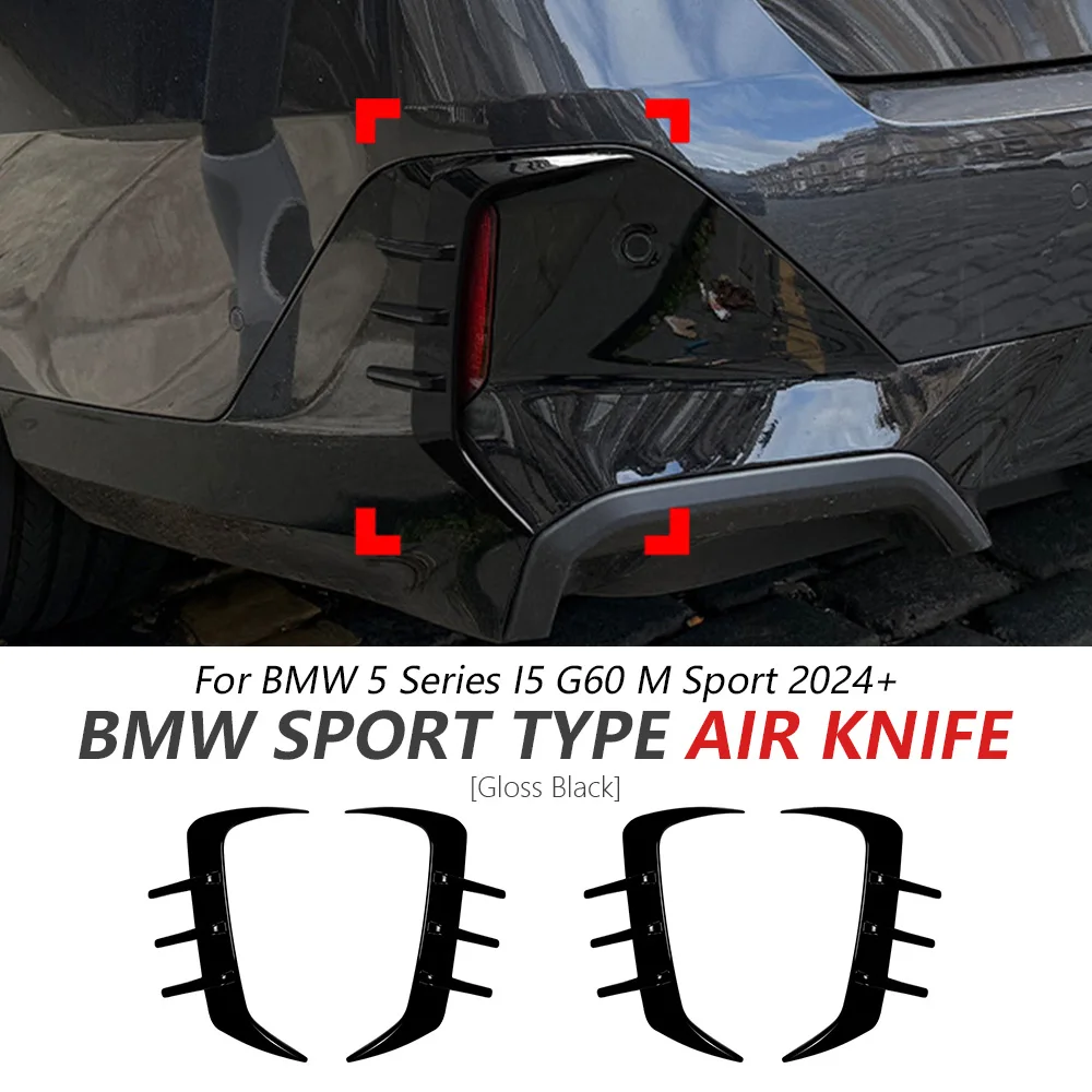

Rear Bumper Wind Blade For BMW 5 Series I5 G60 M Sport 2024+ Glossy Black Bumper Side Spoiler Trim Cover Decor Car Body Update