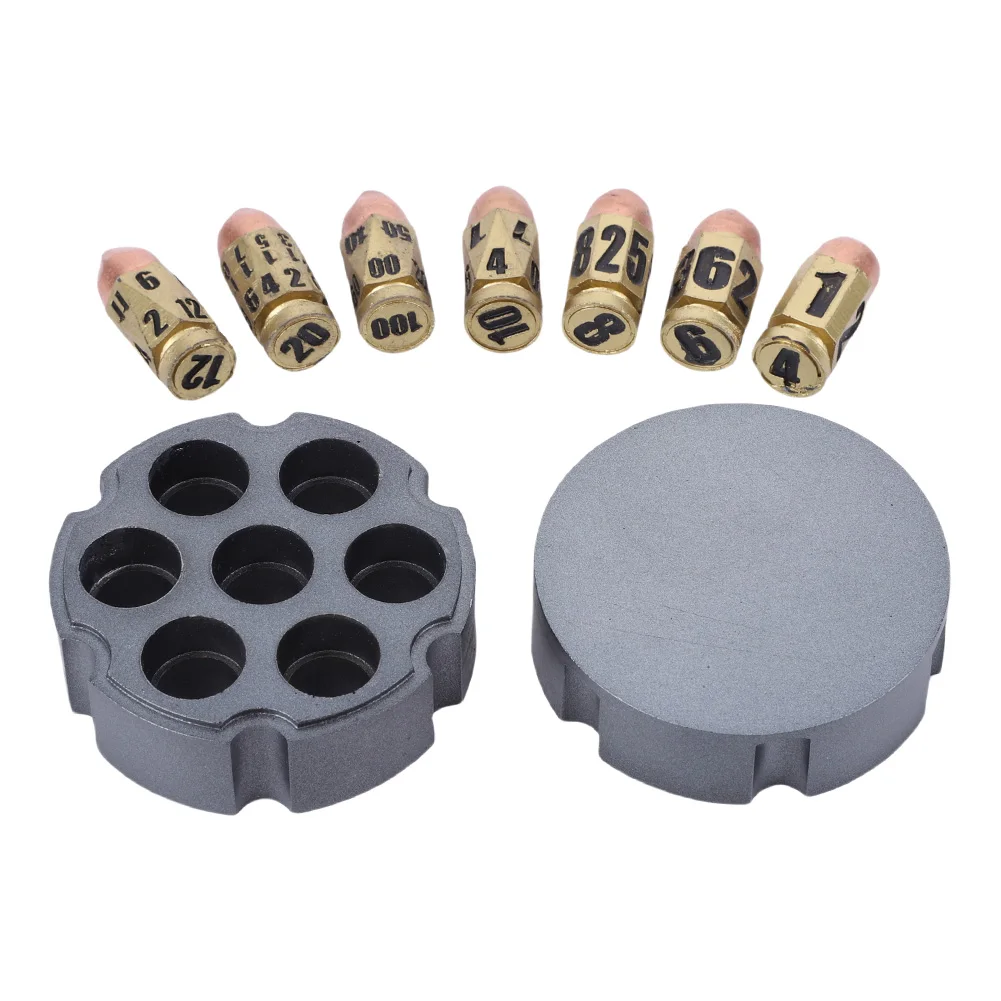 7Pcs Bullets Dice Set Role Playing Dice with Dice Base Resin Game Dice Pub Entertainment Game Props for Board Game Lovers