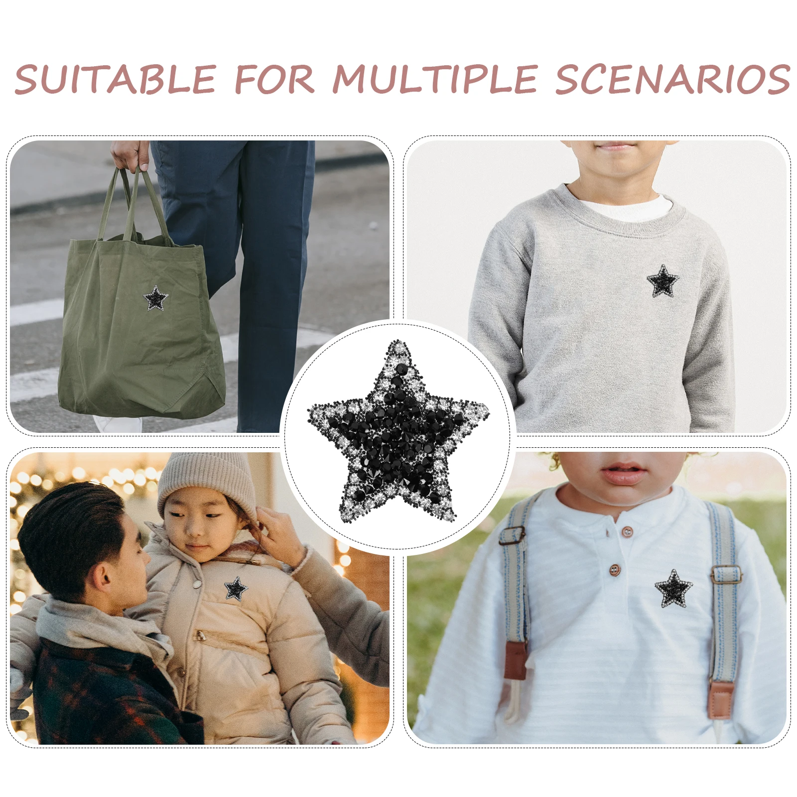 

6pcs Bling Star Shaped Cloth DIY Bag Repair Stickers Large Delicate Clothes Appliques Wear Resistant Fabric Patch For Clothing