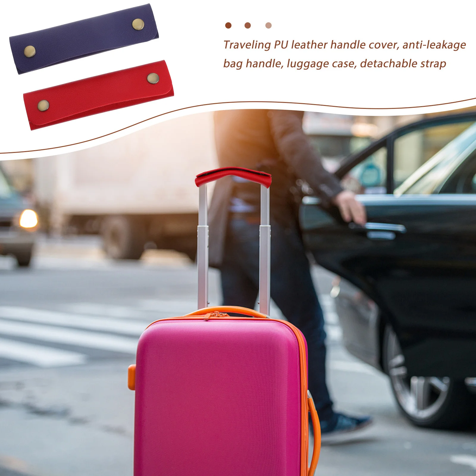 

2Pcs Bag Handle Cover Luggage Handle Wrap PU Protector Cushion Wrap Relieve Hand Shoulder Pressure Ideal for Travel
