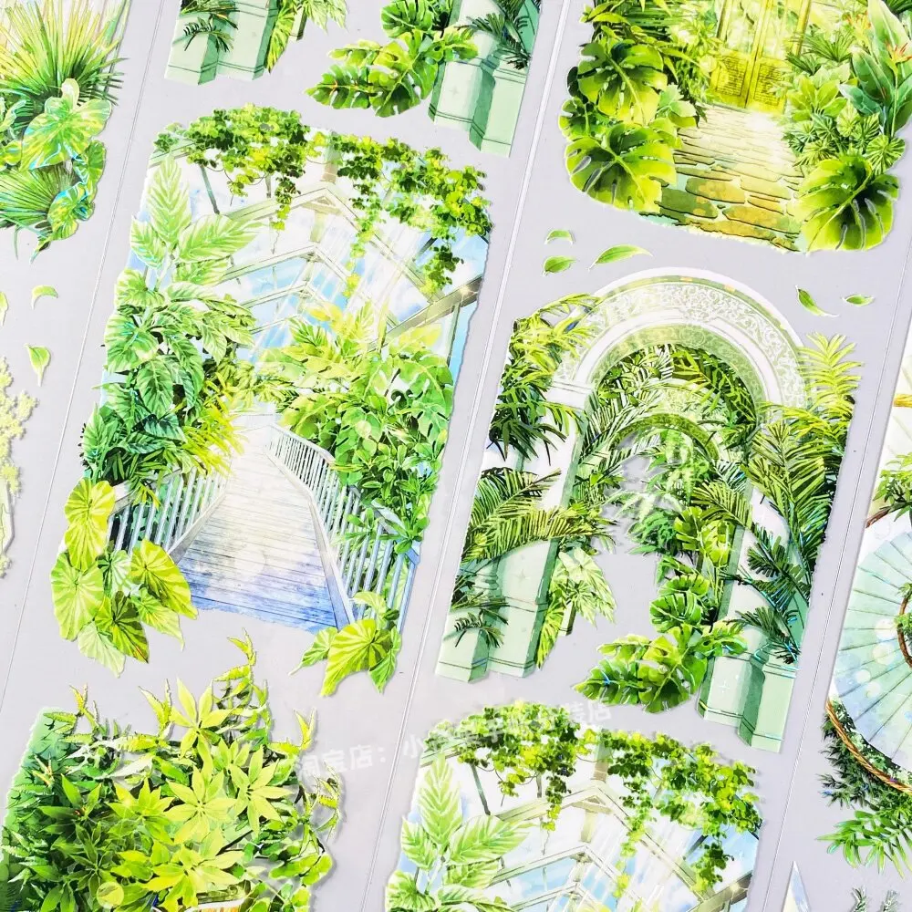1 Loop Washi PET Tape Tropical Rainforest Botanical Garden Pattern Sticker Journal Decoration DIY Stationery Adhesive Sticker fo