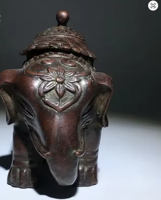Antique Collectible Brass Elephant Incense Burner Auspicious Home Decorative Piece Zen-inspired Ornament