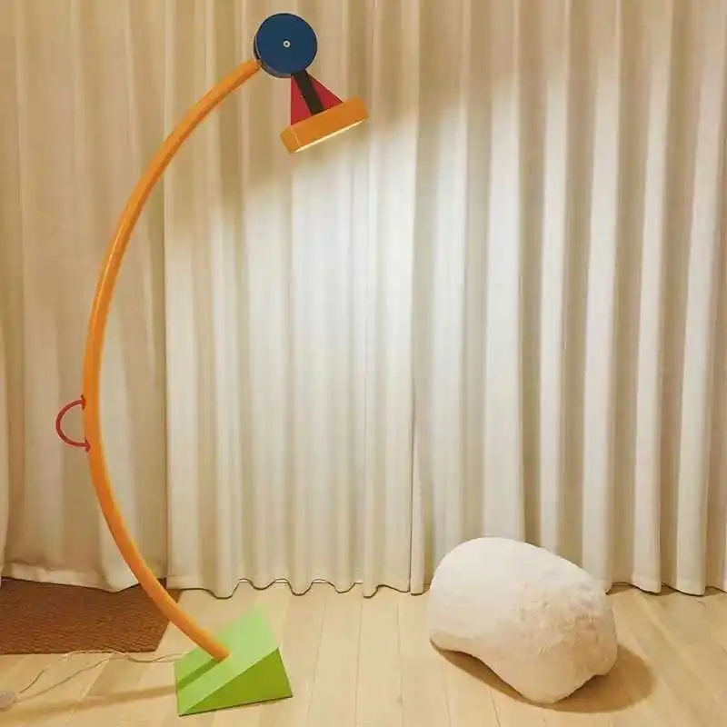 Cartoon Geometric Colorful Metal LED Floor Table Lamp Ambient Light Kids Room Bedroom Living Decor