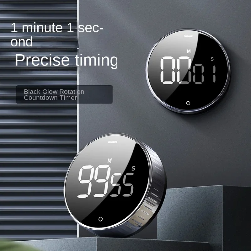 Baseus Magnetic Kitchen Timer Digital Timer Manual Countdown Alarm Clock Mechanical Cooking Timer Cooking Shower