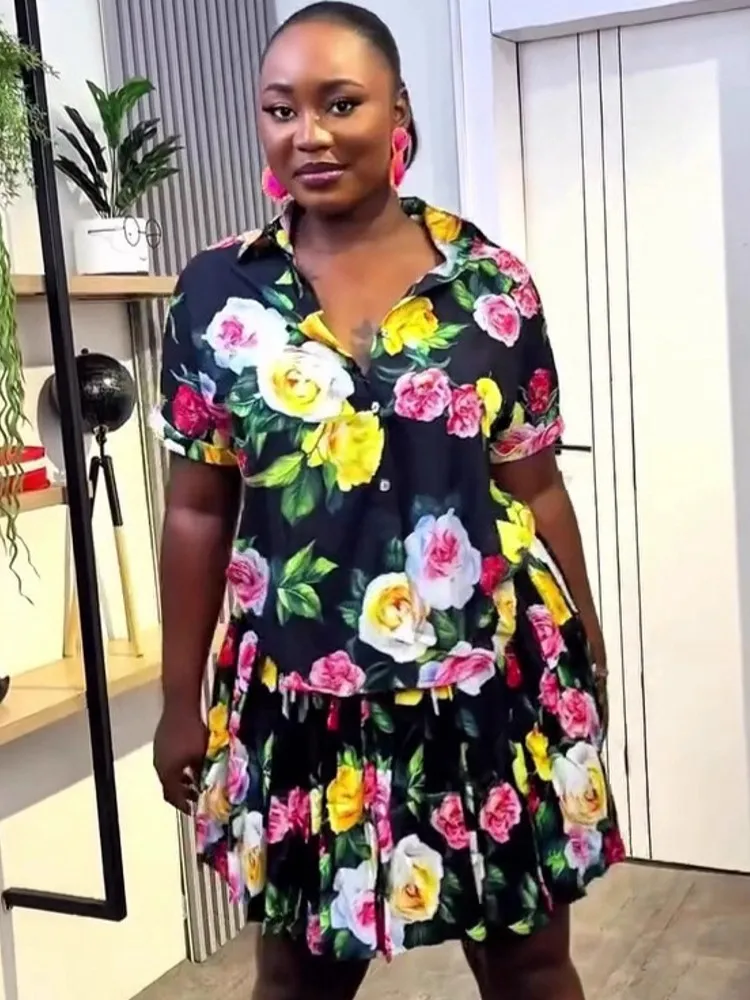 

2 Piece Women Sets Dashiki African New Arrival Spring Summer Matching Sets Two Pieces Sets Top And Skirt Suits Outfits Clothing