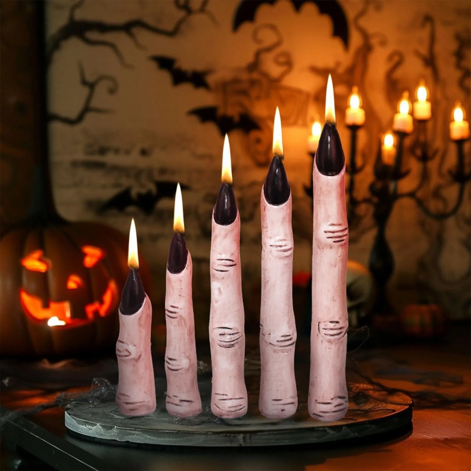 Halloween Witch Five Finger Candles Realistic Novelty Five Finger Candles Halloween Decoration Prop Festival Party Decorations