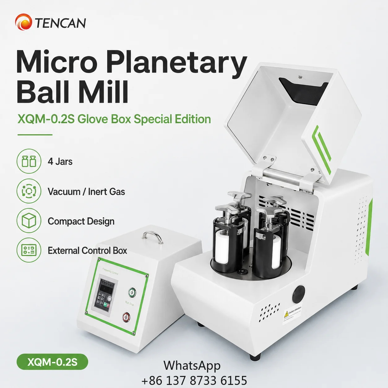 Speed Electric Planetary Ball Mill Machine 0.066L Compact Lab Grinding Mill Nano Powder Pulverizer Inert Gas Grinding Motor