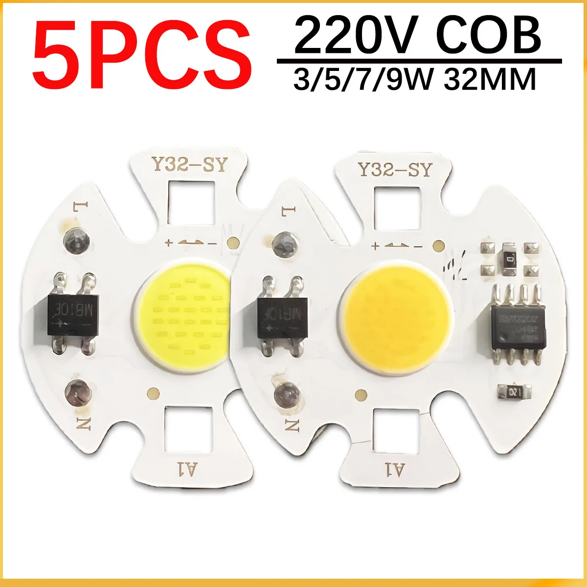 3W 5W 7W 9W AC 220V LED COB LED Chip Lamp Matrix Smart IC NO Need Driver For Flood Light Spotlight Projector Light Bulb Beads