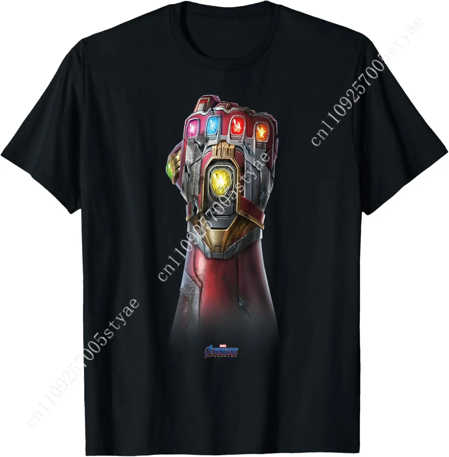 

Marvel Avengers Endgame Infinity Stone Gauntlet Color Logo T-Shirt Cosplay