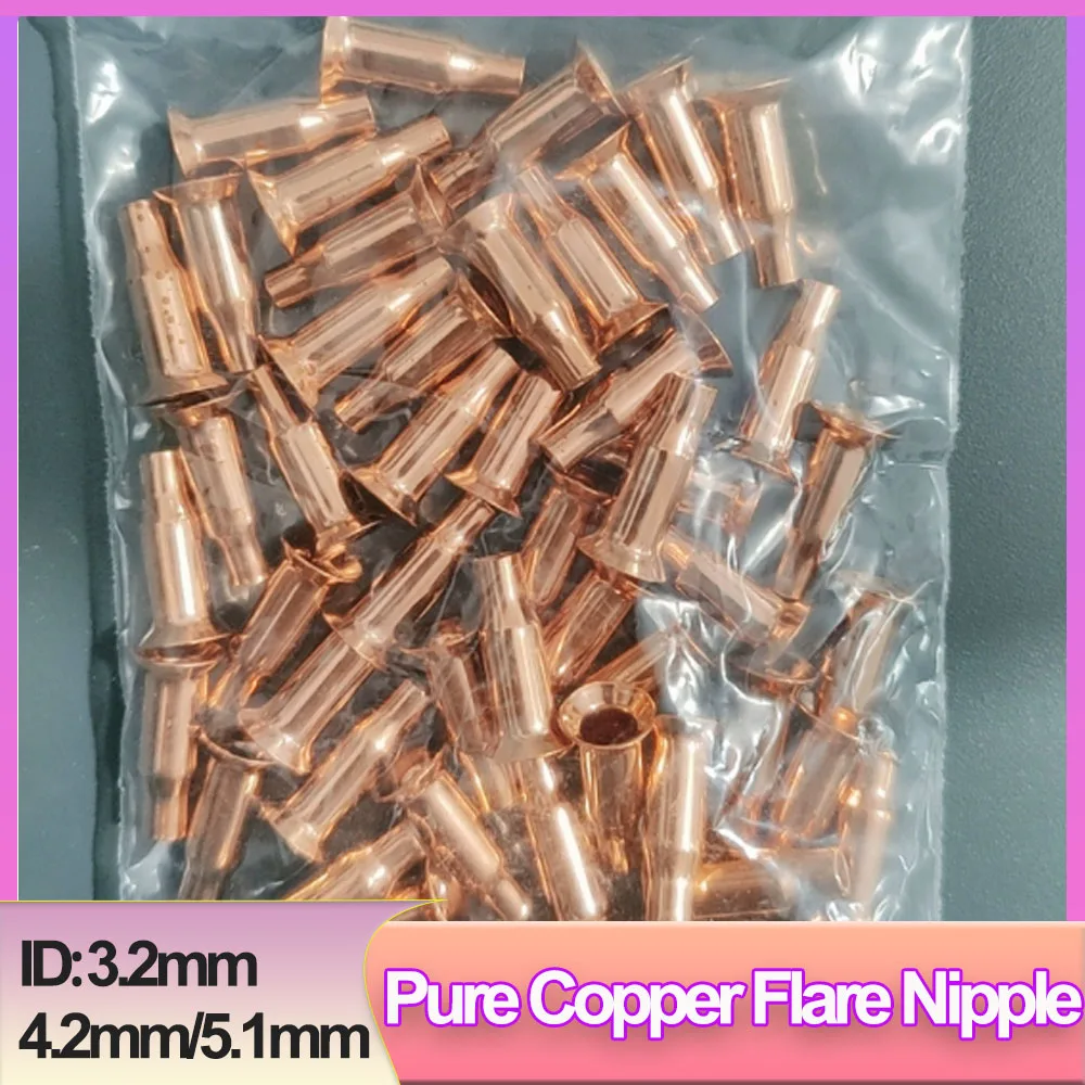 Pure Copper Flare Nipple Refrigeration Capillary Tube Welding Fitting Air Conditioner Refrigerator Copper Replacement Parts