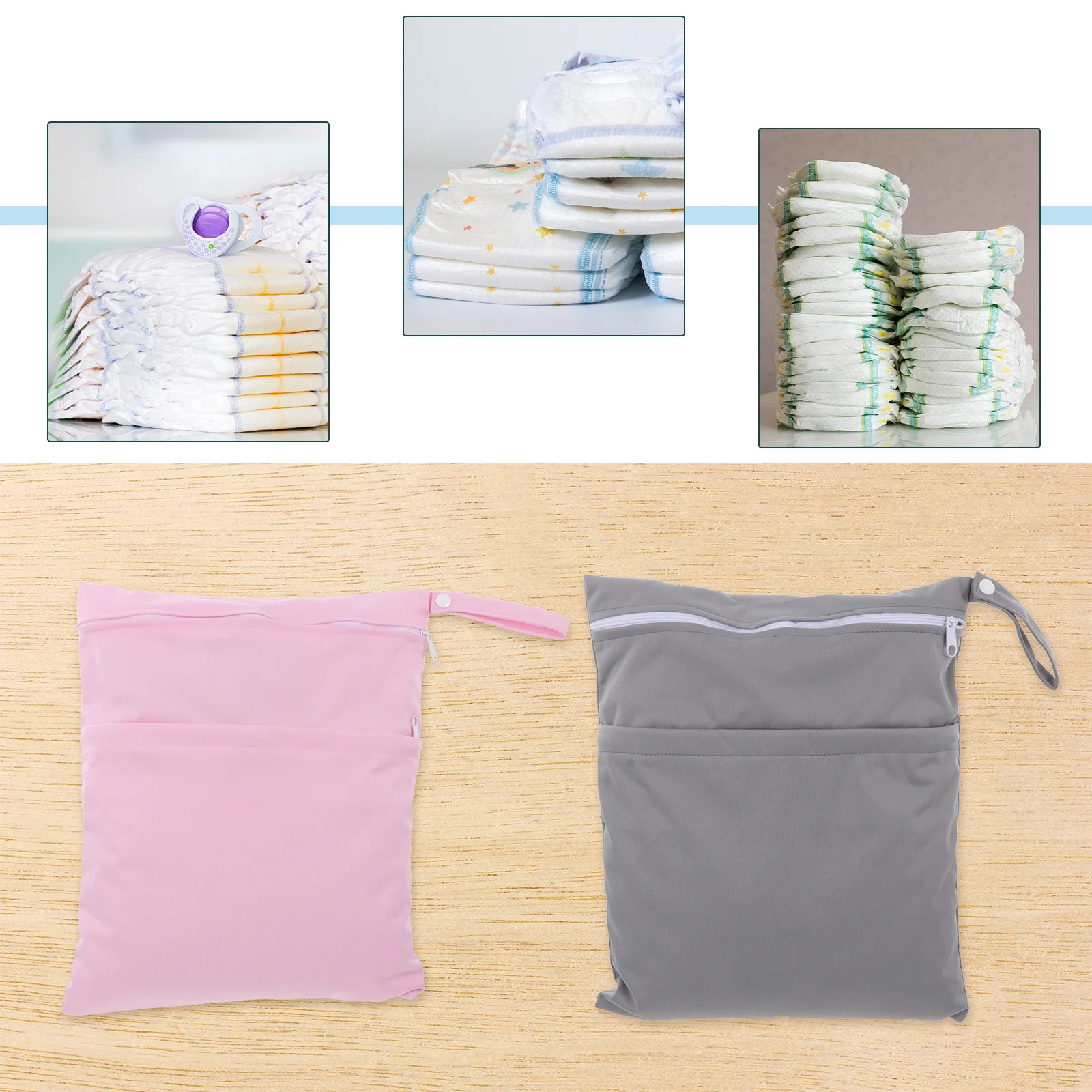 2 قطعة حقيبة تخزين الحفاضات حفاضات الطفل الحقيبة مقاوم للماء المحمولة للحفاضات الرطبة الجافة المنظم السفر الشاطئ السباحة #4