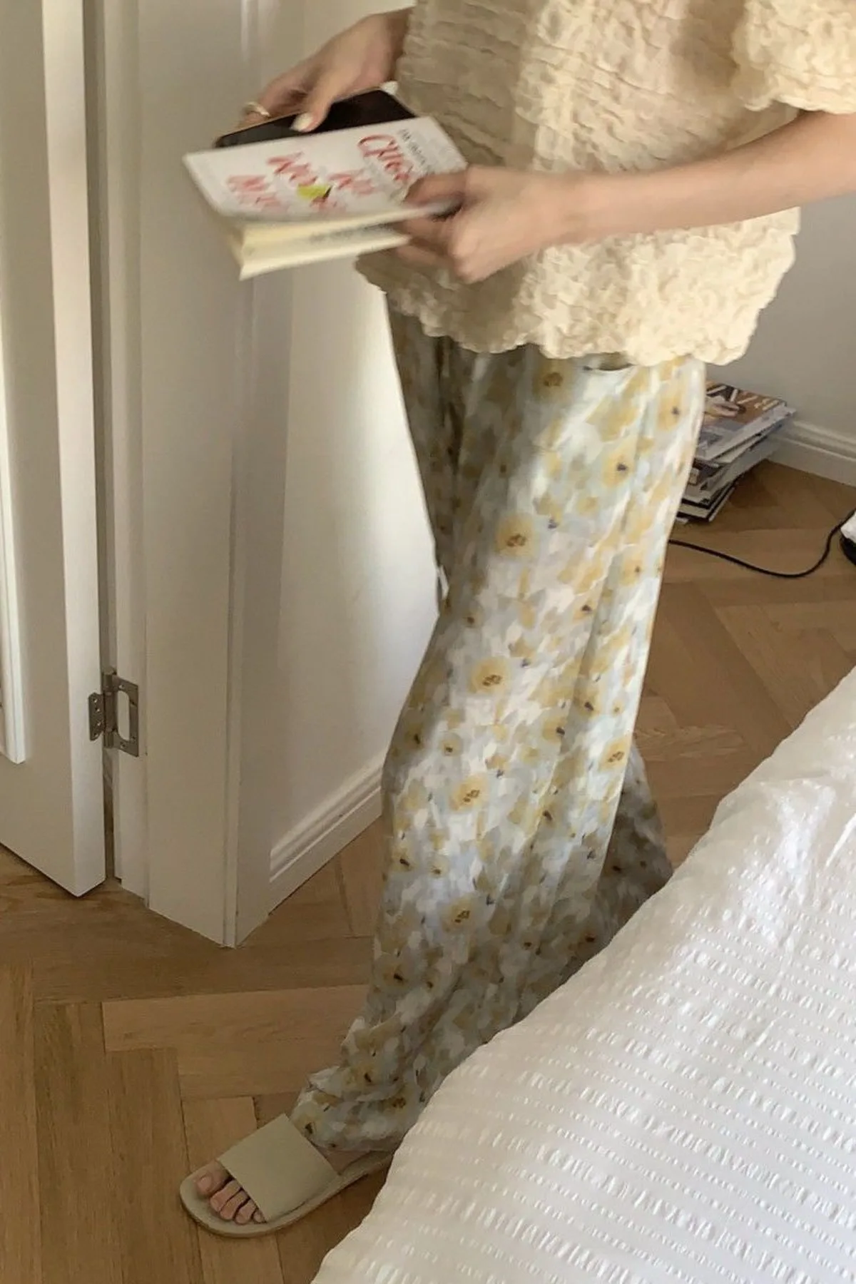 

Zha Dye High Waisted Wide Leg Pants for Women 2025 New Fashion Style Thin Casual Home Drawstring Straight Leg Pants for Women