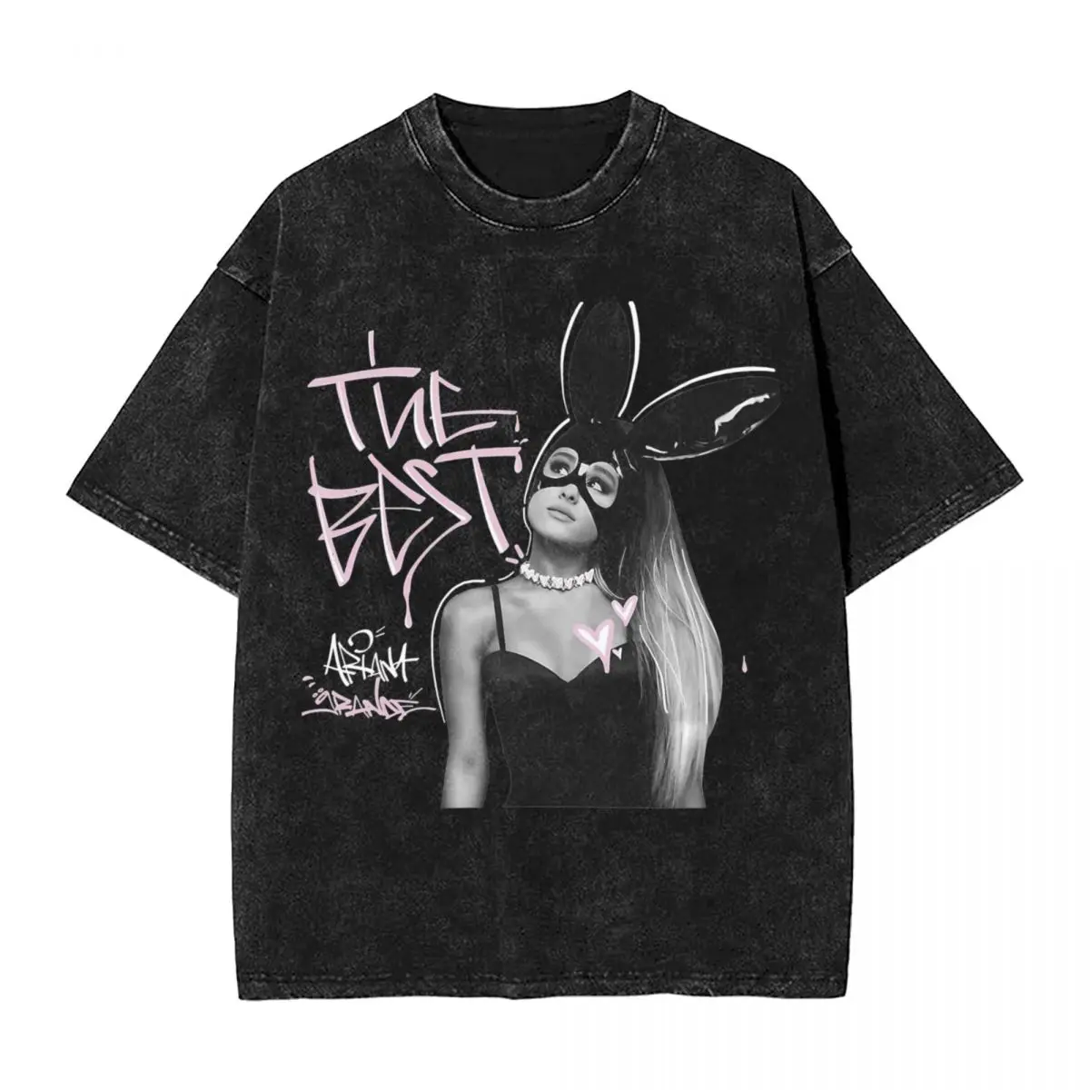 Camisetas Lavadas Ariana Grande's Dangerous Woman, Estilo Urbano, Hip Hop, Vintage, para Hombre y Mujer, de Algodón, para Verano