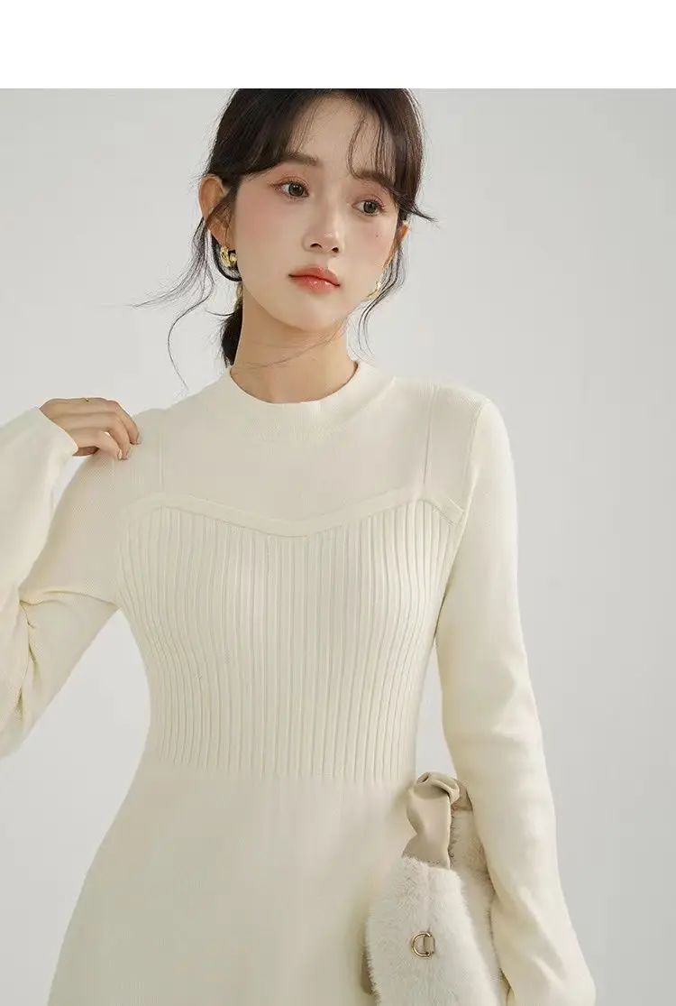 

Knitted Sleeveless Dresses Woman Maxi Womens Autumn Clothing Romantic Ribble Perfect Cuffs Tube Cami Patched Edgy Officewear Ins