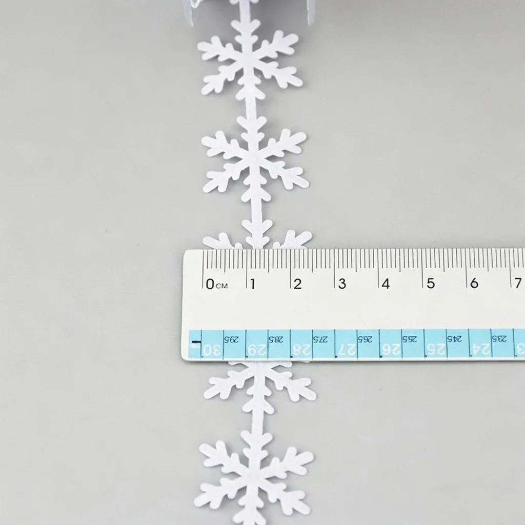 White Snowflake Ribbon, Christmas Decoration, Manual DIY Snowflake String Lace, Ultrasonic Embossed Ribbon, 5 m/Roll, 25mm