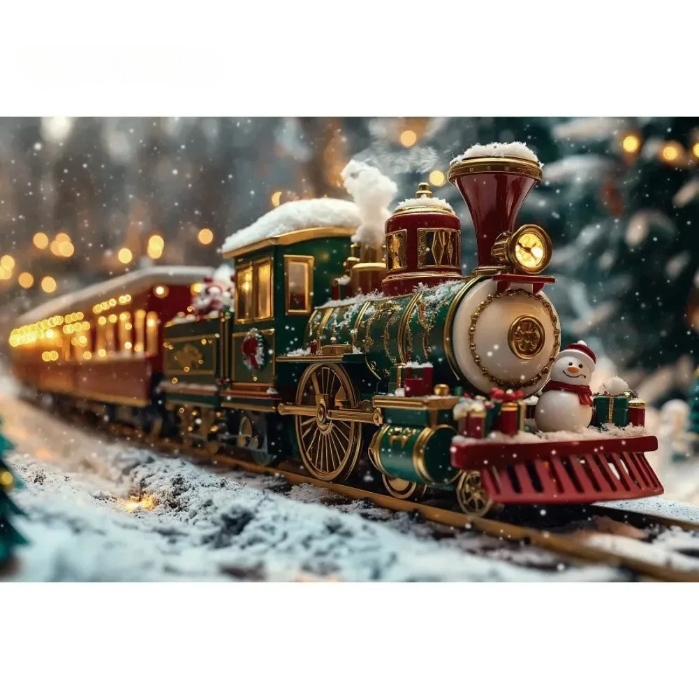 الشتاء عيد الميلاد العجائب قطار ندفة الثلج التصوير خلفية، شجرة عيد الميلاد قطار السكك الحديدية الأطفال الكبار صورة خلفية