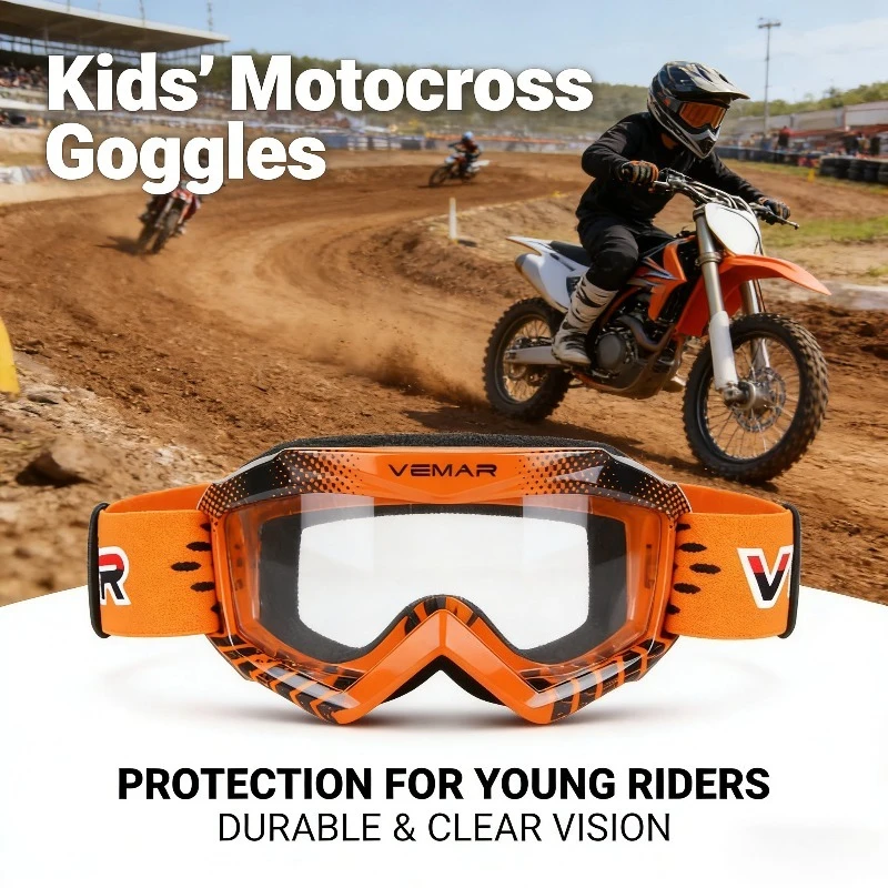 

Children Windproof Goggles Anti-Dust Protective Glasses for Kids Motorcycle Cycling MTB Racing Helmet Compatible