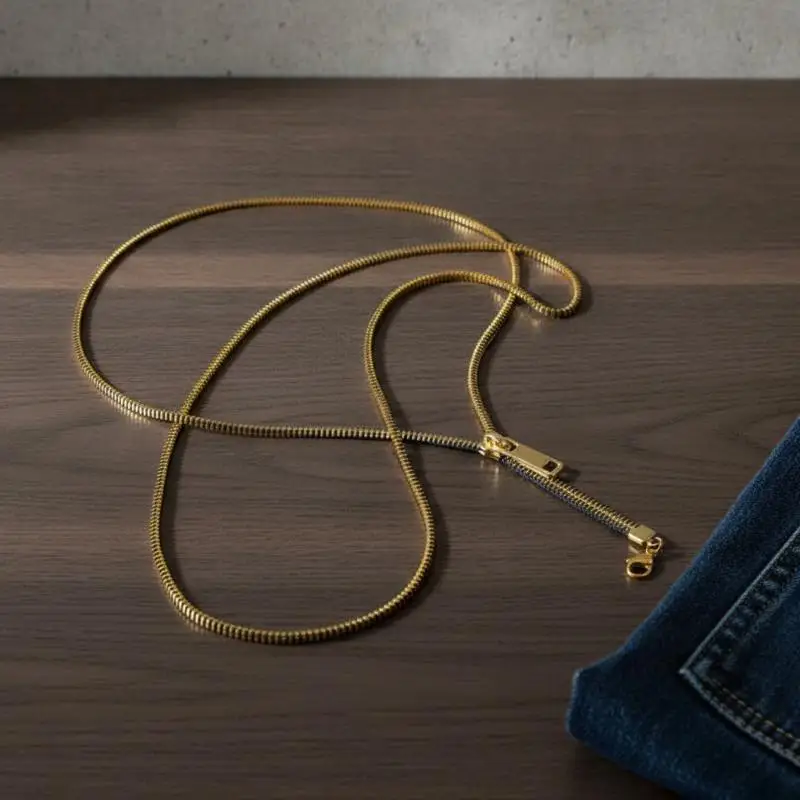 Creative Choker Zipper Necklace Titanium Steel Hip-hop Pull-able Zipper Sweater Chain Punk Trendy Clavicle Necklace Couple