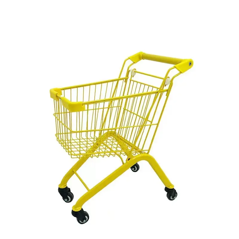 2026 Cart Grocery Supermarket 2 Tiers Shopping Trolley Carts pink Party Shopping Hand Push Cart With Wheels
