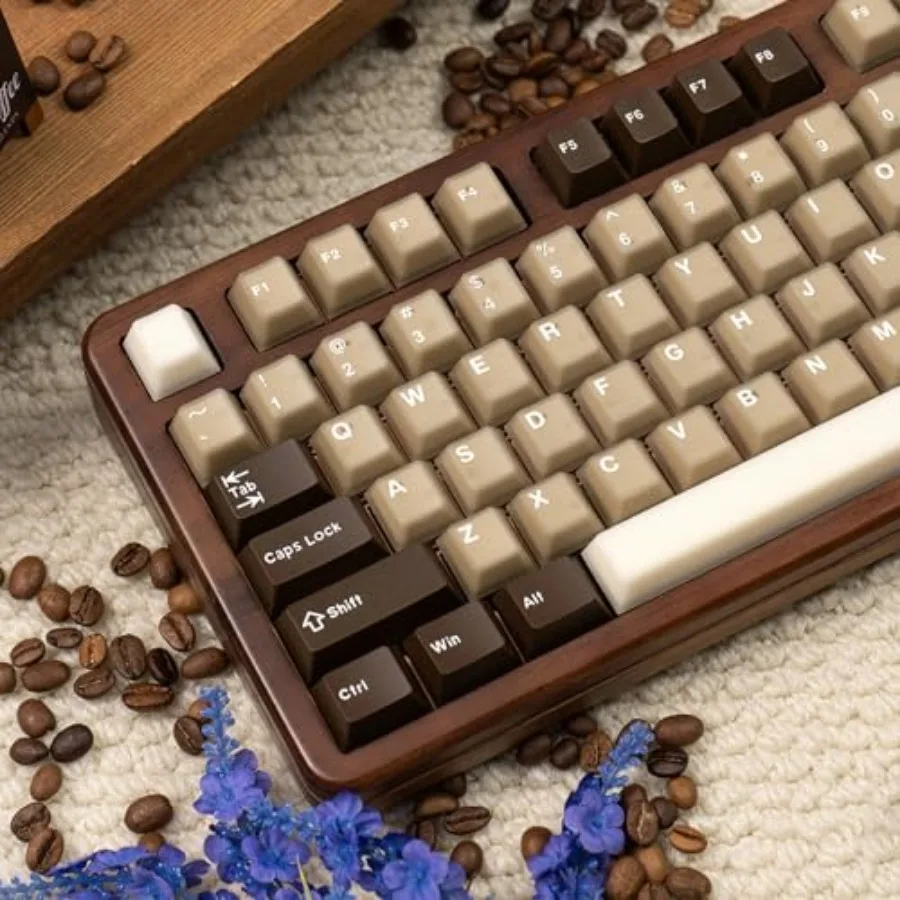 

164 Keys Coffee Translucent Keycaps Doubleshot PBT Cherry Profile Keycap Set Fit for 61/64/87/104/108 Mechanical Keyboard Keyca