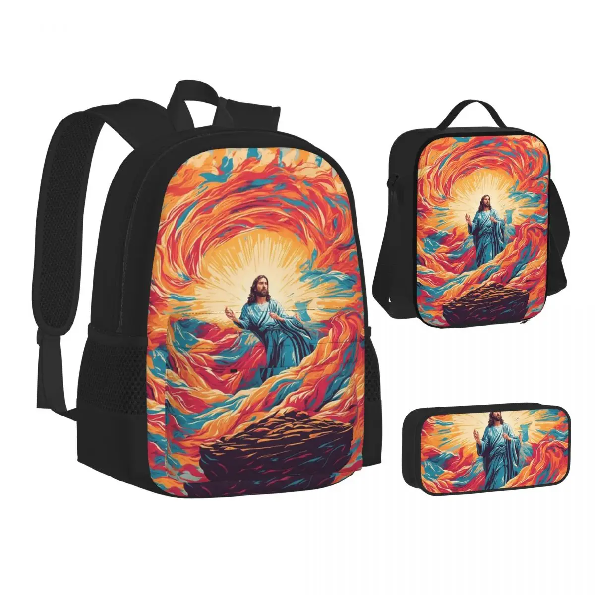 Sac à dos Enfant Jésus Ressuscité Références Bibliques, Sacs d'école pour Enfants, Sac à dos pour Enfants, Sac à déjeuner, Trousse à crayons, Ensemble de trois pièces