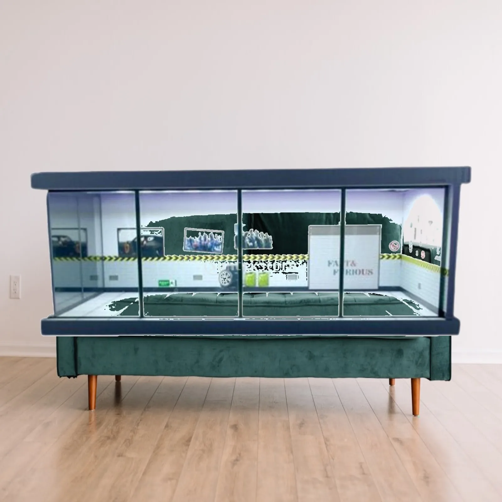 1:64 Parking Lot LED Display Case Photography Props with Dustproof Cover Vehicle Garage Showcase for Diecast Car Diorama Layout