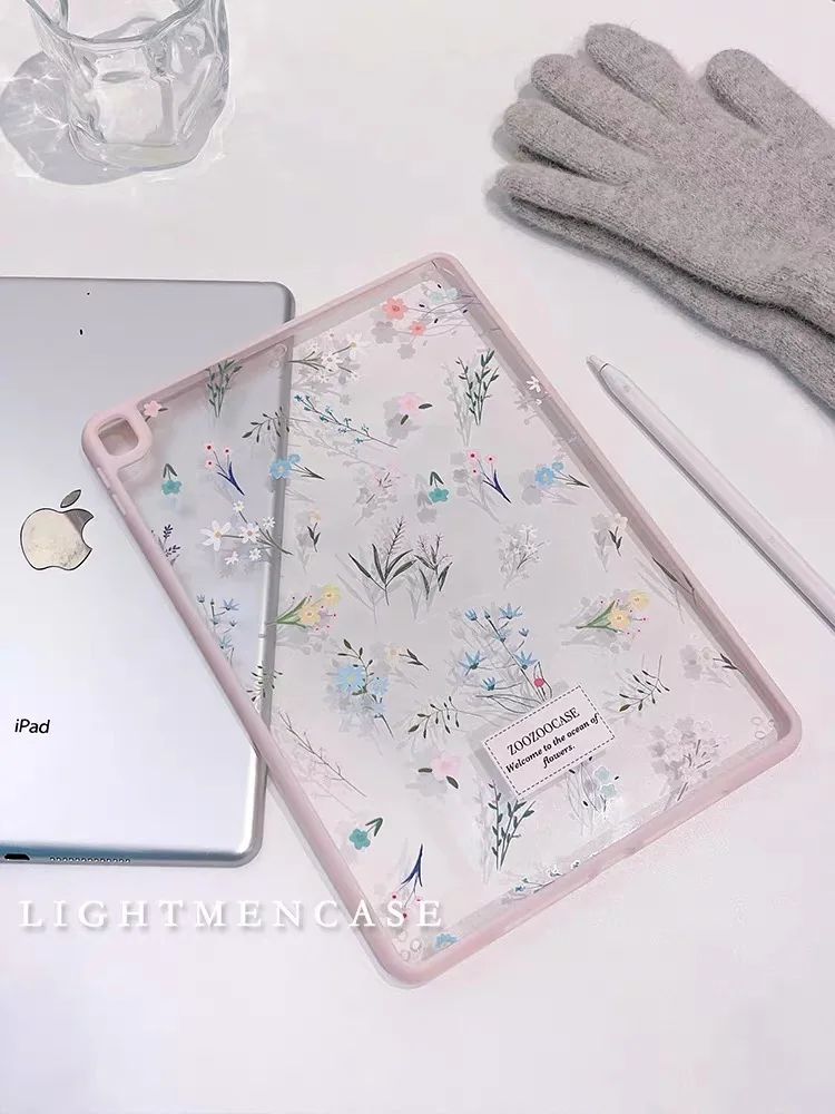 

Small Floral Protective Case for iPad 8th Generation Pro, Air4, 5, Apple Tablet, 10, 11 Inch, Acrylic, Soft