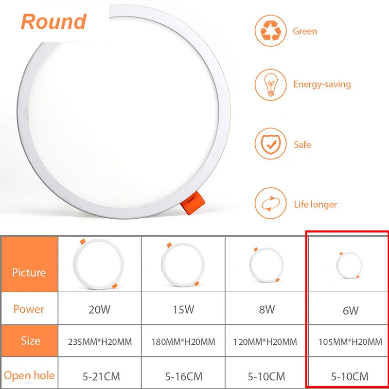 Indoor Lighting Ultra Thin Led Ceiling Recessed Lamp For Bathroom 220V Spot Light 6W Panel Led Downlight White Lamp Supplies