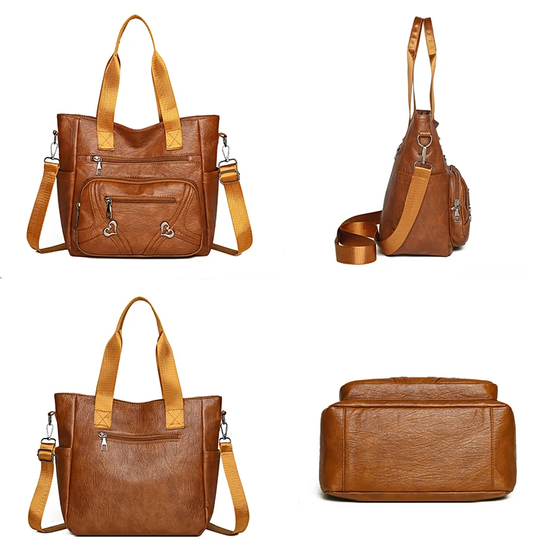 2025 New Large-capacity Soft Leather Fashion Shoulder Middle-aged Mother Bags Retro Simple PU High-end Portable Bag Sac A main