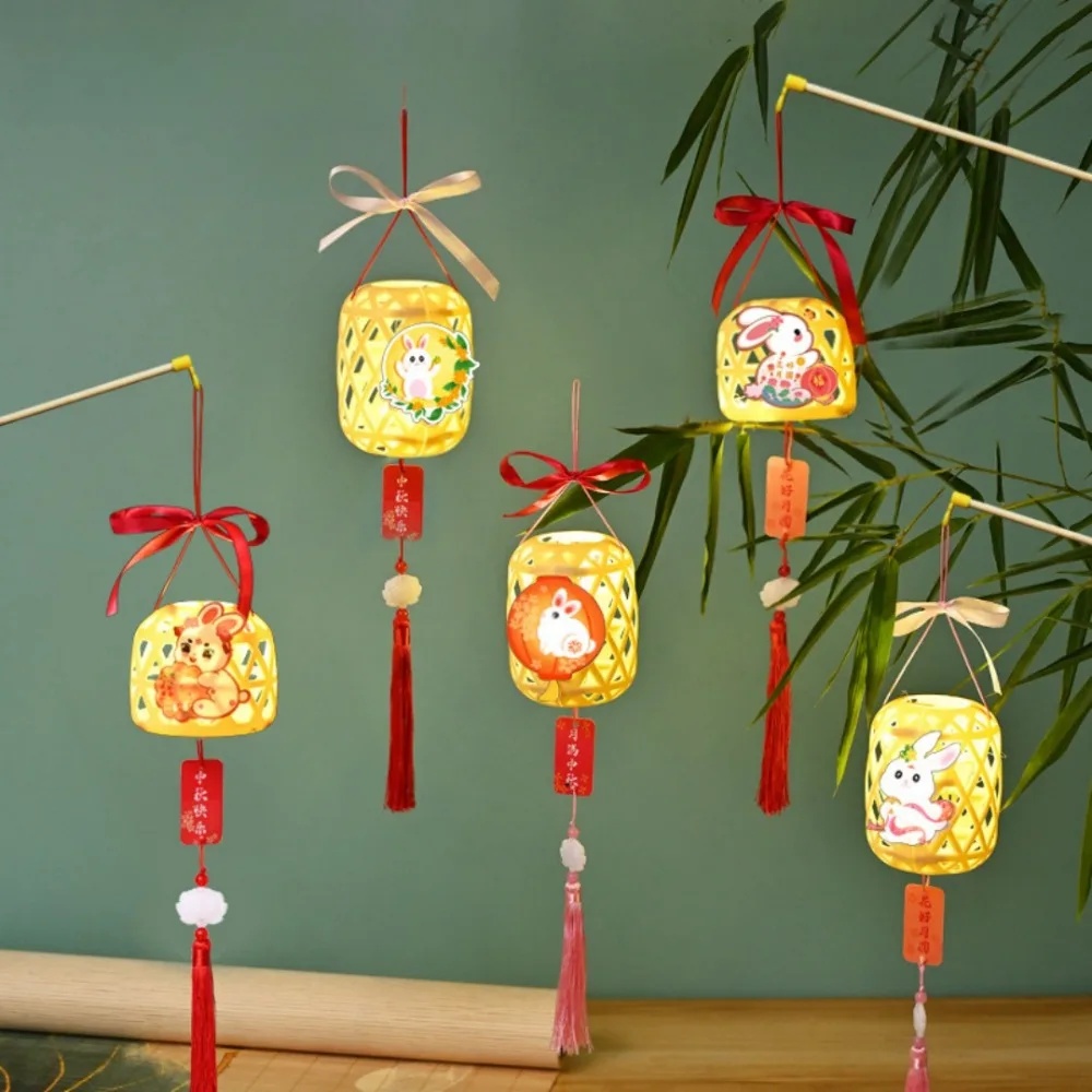 Mid-Autumn Festival Lantern Making Kit Chinese Style Glowing Bamboo Weaving Lanterns Handmade Parent-Child Interactive