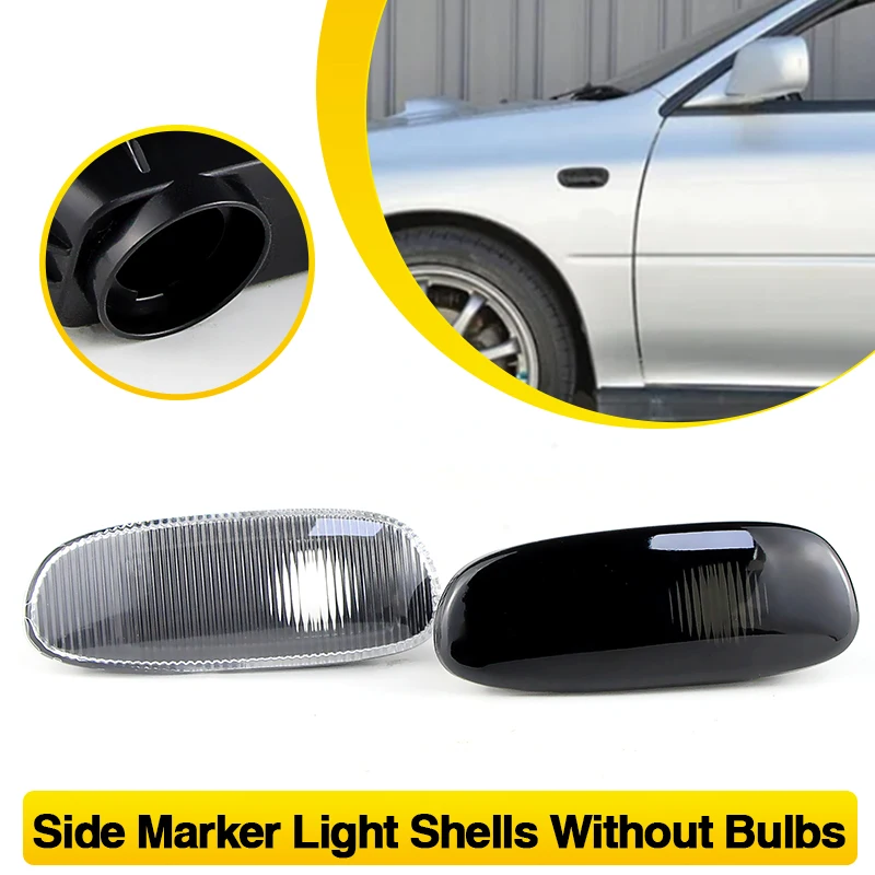 2PCS No Bulbs Car Fender Side Marker Light Housing For Subaru Impreza 1993 1994 1996 1997 1998 1999 2000 2001 Smoked/Clear Lens