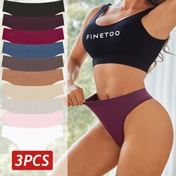 3PCS/Set Seamless Panties For Women Sexy G-String Thongs Mid Rise Soft Female Underwear 10 Solid Colors Lingerie Ladies Panties