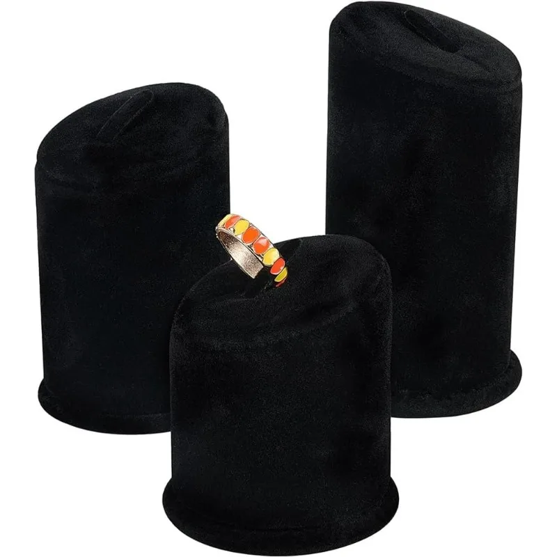 

3Pcs Velet Ring Display Stand Black Velvet Stand Showcase Display Holder Column Ring Holders Display Support