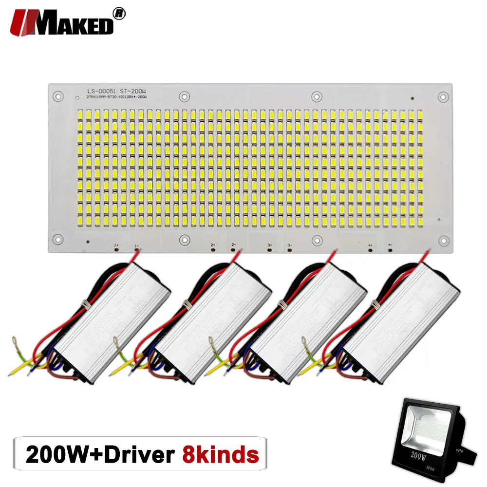 

Full Power 200W Floodlight Plate+Driver ReplaceKit AC85-265V SMD 5730/2835/5054 LED PCB Light Source Panel For Outdoor Lamps DIY