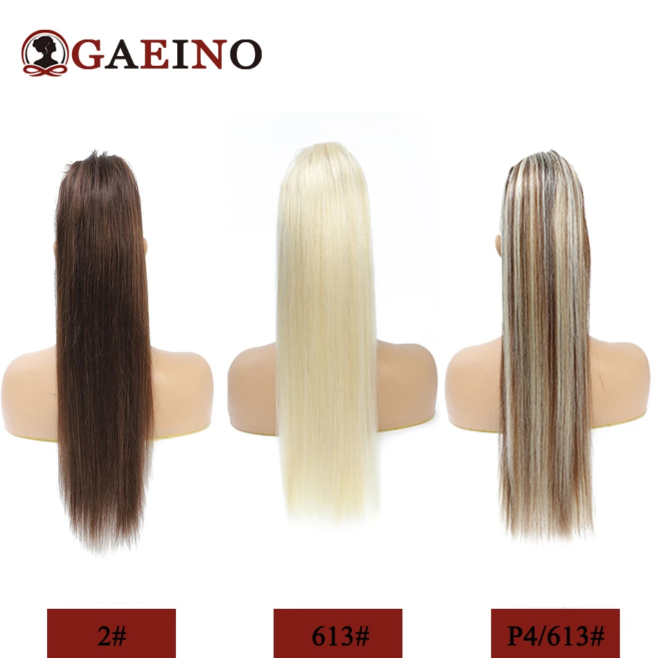 Extensión de cabello de cola de caballo envolvente, cabello humano liso, cola de caballo larga, cabello humano grueso