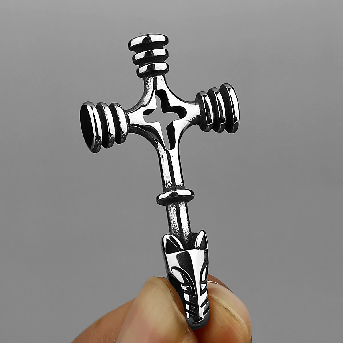 Retro Simple Nordic Viking Wolf Cross Amulet 316L Stainless Steel Pendant Necklace Jewelry Gift