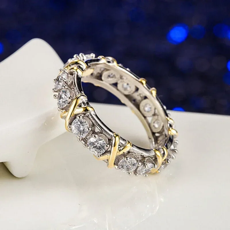 Luxury Cubic Zirconia Cross Rings for Women Ring Engagement Wedding Couple Gifts Charm Jewelry