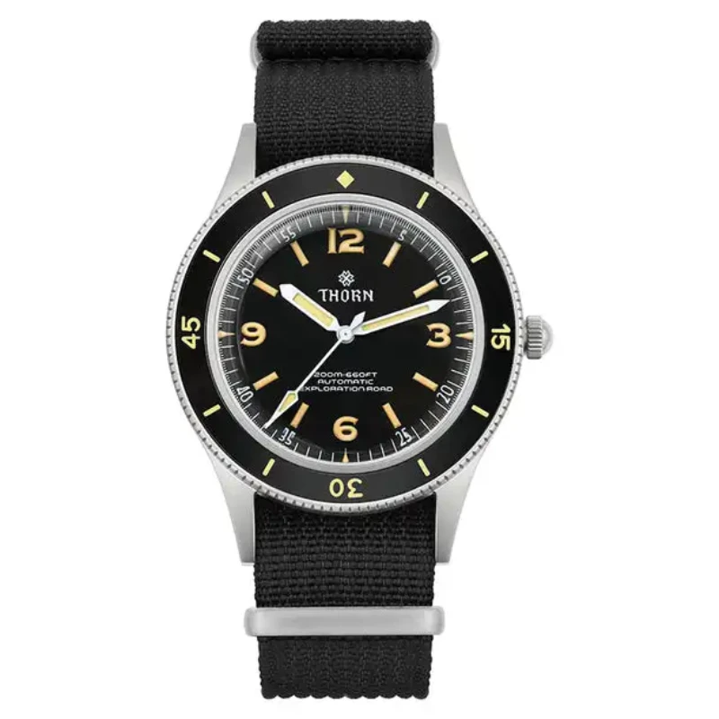 Espinho 50-fathoms relógio masculino 40mm vintage nh35 movimento automático k9 cristal mineral tr900 c3 luminoso barracuda 200m à prova dwaterproof água