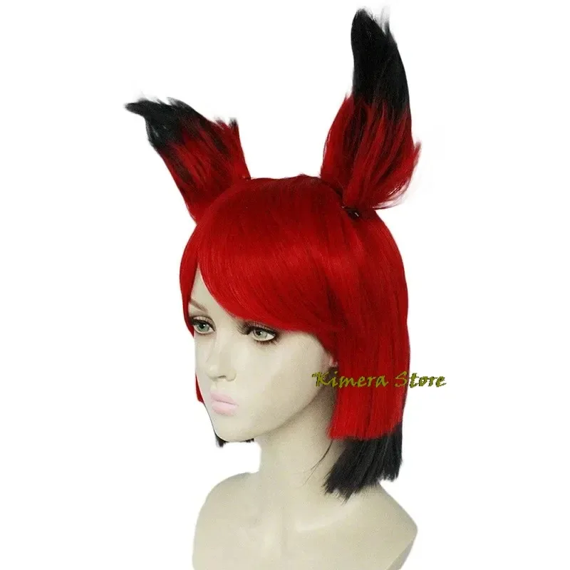 Qq38New Hazbin Hotel ALASTOR pelucas de Cosplay accesorios para el cabello con gafas Halloween carnaval accesorios de disfraces de Navidad
