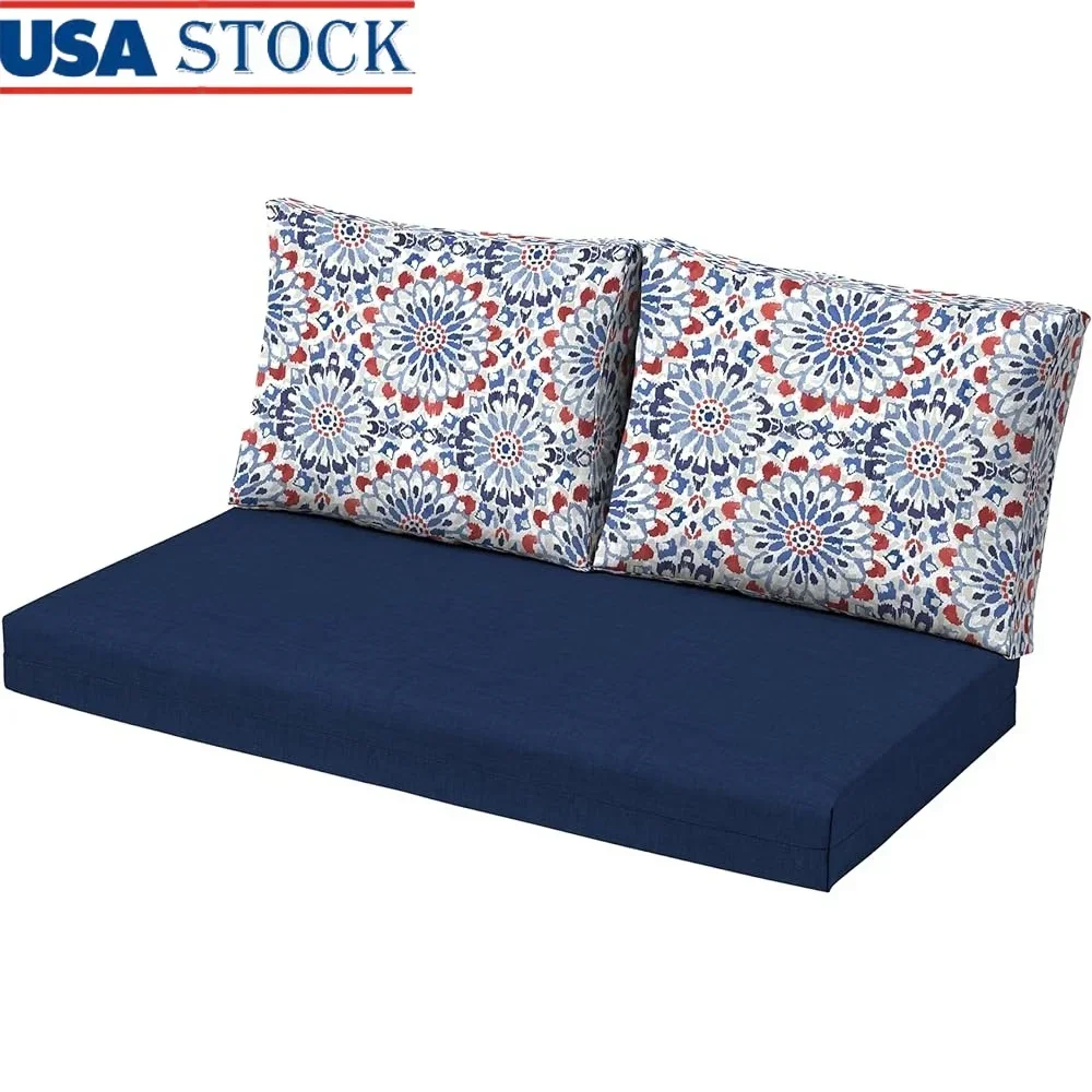 

Outdoor Loveseat Cushion Set Water Repellent Eco-Friendly Cushion Sofa Bench Pillow 3 Pieces Fade Resistant Polyfill Recycled