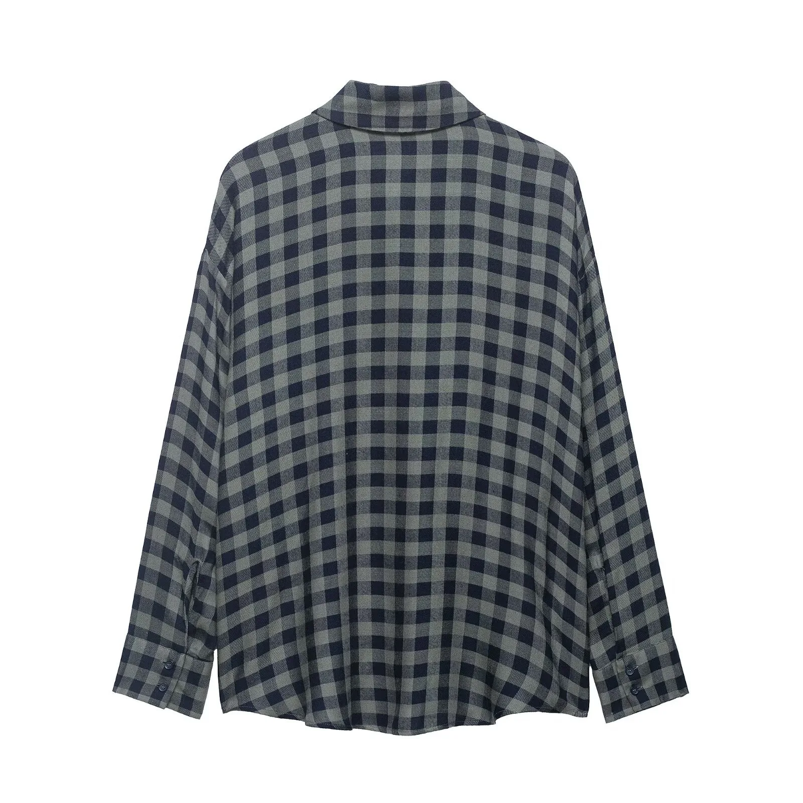Withered European And American Style Fashionable Casual Small Plaid Scarf Shirt Blouses Women's Clothes Shirts Tops