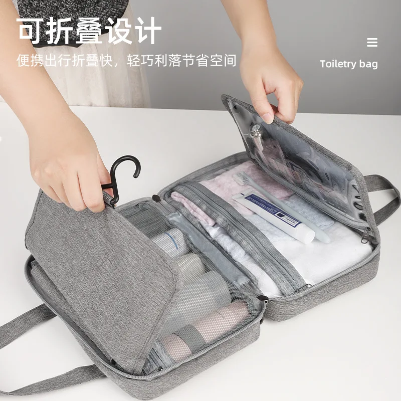 Cross-Border Travel Waterproof Folding Dry Wet Separation Wash Bag Men's Cosmetics Storage Bag Foreign Trade Cosmetic Bag
