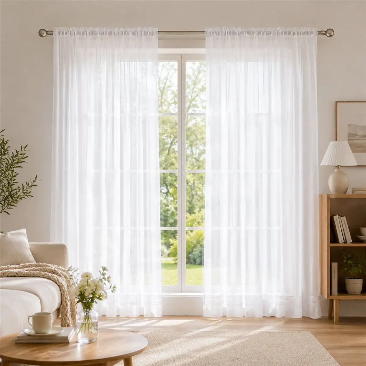 newA10R 2Pcs Super Soft Great Hand Feeling White Tulle Curtains for Living Room Decoration Modern Veil Chiffon Solid Sheer Voile
