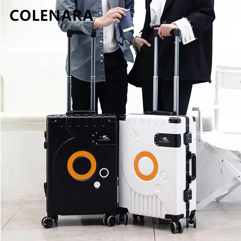 COLENARA Rolling Suitcase Men's Trolley Case Business Boarding Box Aluminum Frame Password Box 20