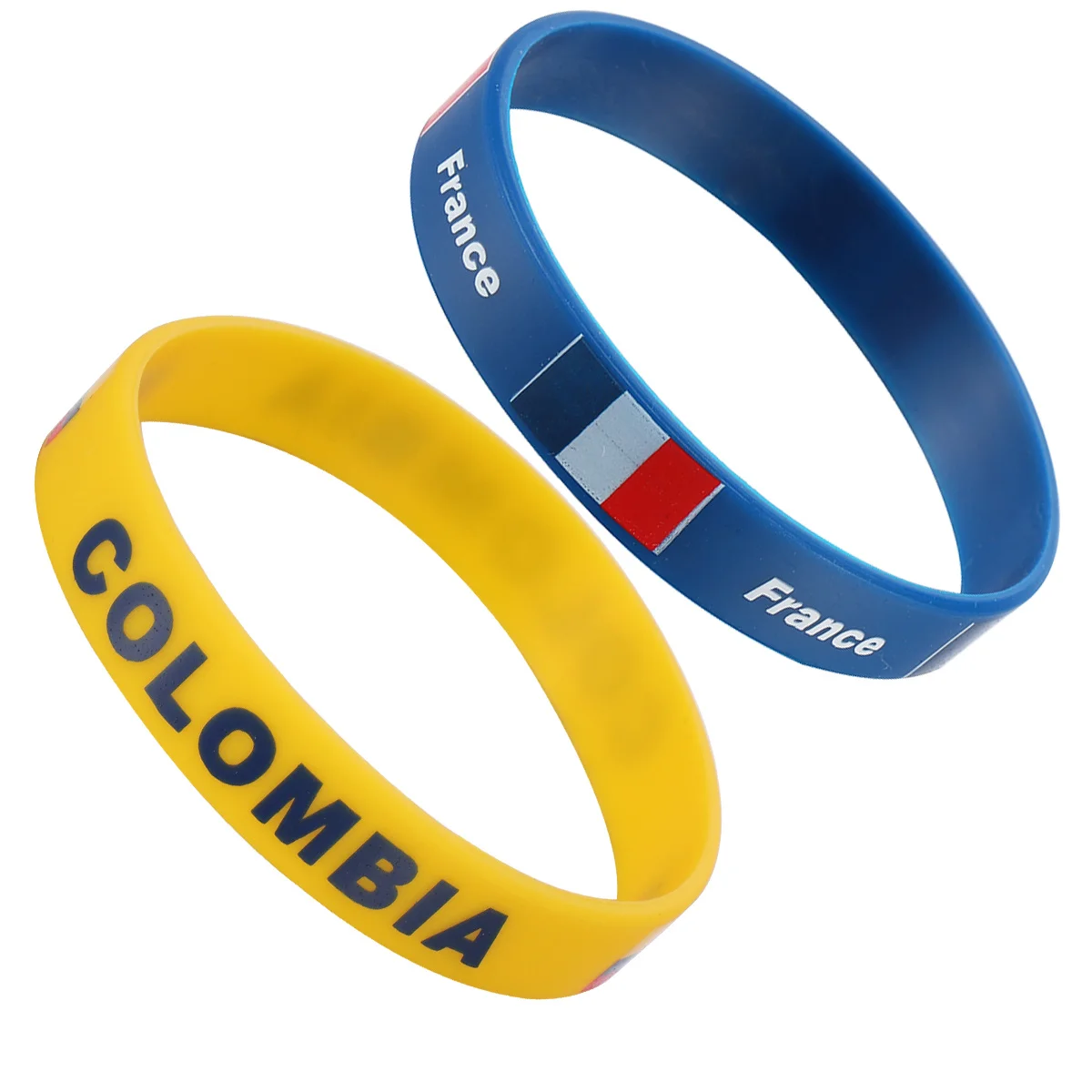 

6Pcs Silicone Country Wristband Soft Comfortable Durable Sports Bracelet Football Ball Game Fan Support Flag Cheer
