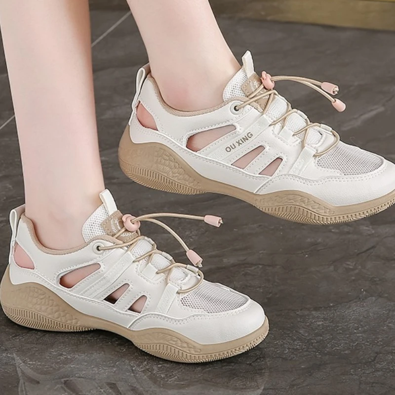 

Women's Mesh Shoes with Flat Heel Low Heel Round Toe Laces Breathable Perforated Soft Sole Anti-slip Casual and Sporty Shoes