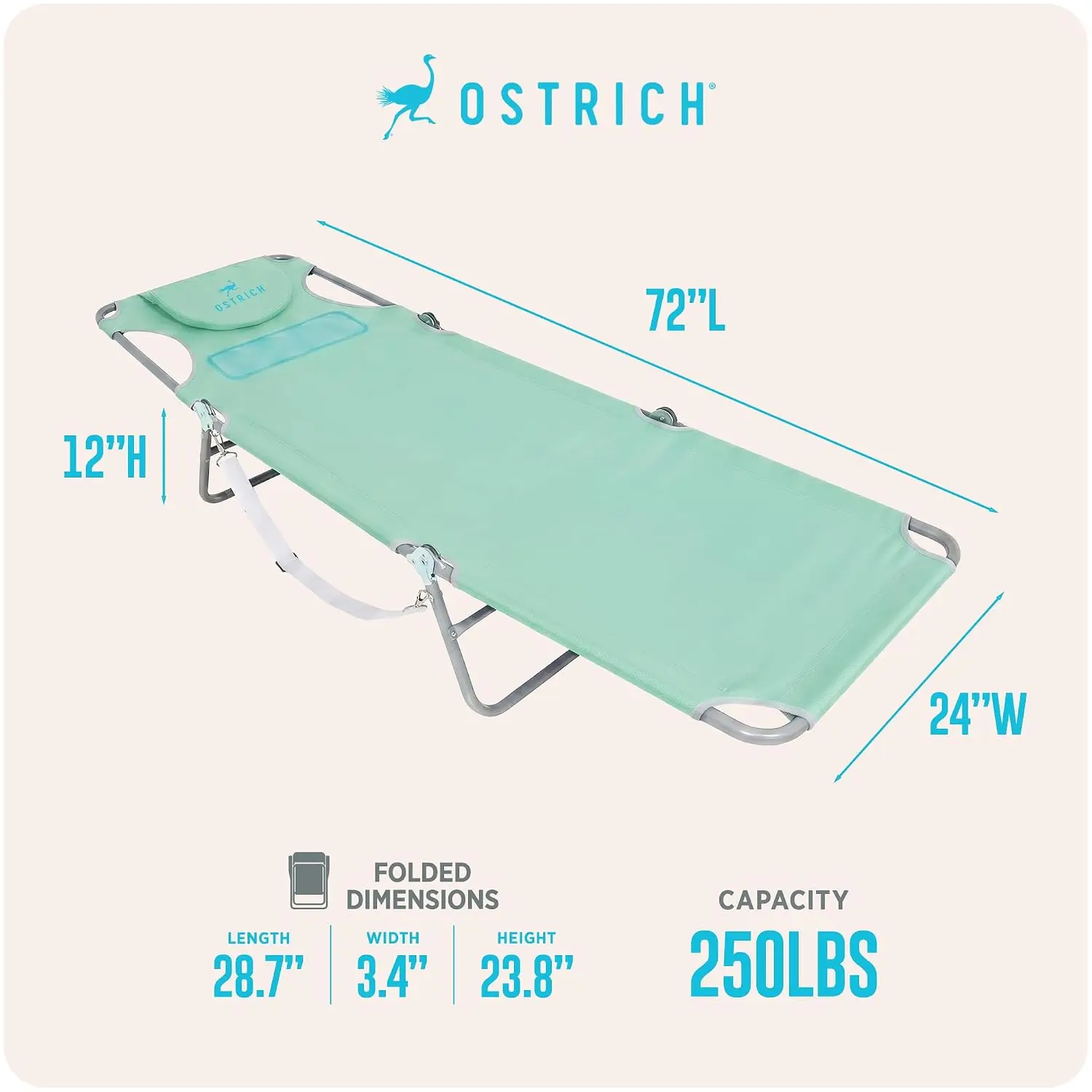 Ladies Comfort Lounger with Chest Support 2-Pack Pool Beach Sunbathing, Customized