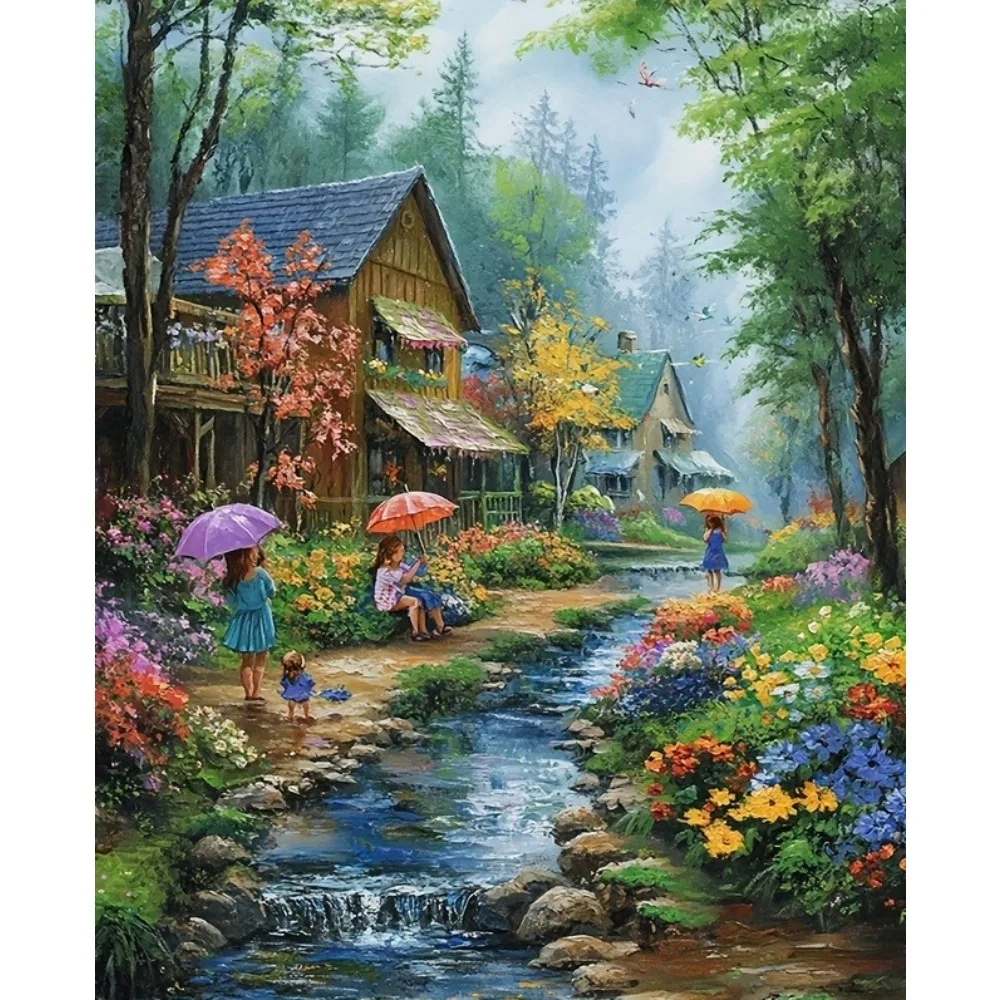 

2D Flat A Box of 500/1000/1200/2000PCS Puzzle for Adult Stream Flowers and Girl Jigsaw Both Challenging and Fun Home Decoration