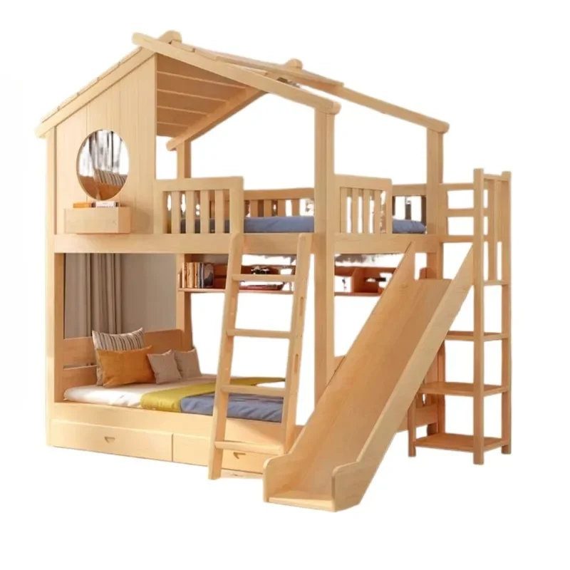 Bunk bed mother and child bed mother and child slide solid wood up and down bed tree house
